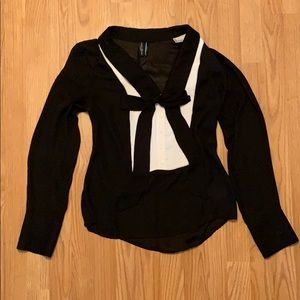 Guess by Marciano Black Tuxedo Blouse